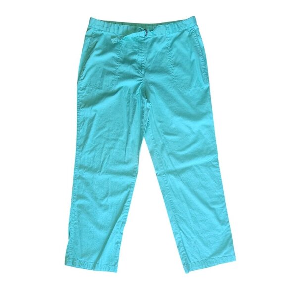 Sag Harbor Sport Pants Womens Size 14 Solid All Blue with Pockets Cotton Spandex - Picture 1 of 6
